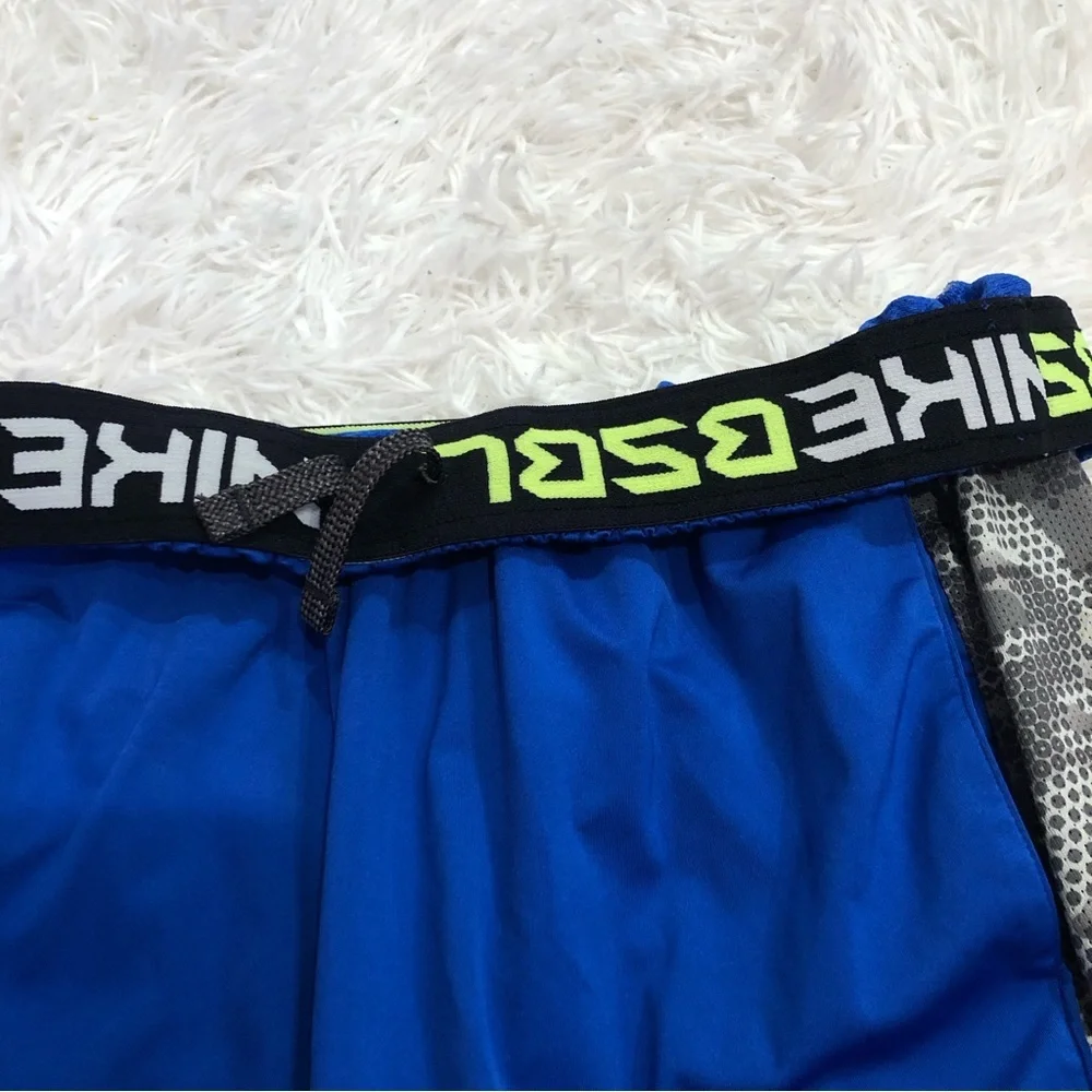 Nike Dri Fit MLB baseball Fly Performance Shorts Grey Blue‎ Large